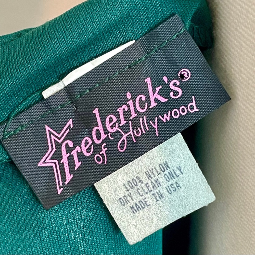 Vintage 1990s Frederick’s of Hollywood Green Lace Sequin + Studded Formal Dress - Picture 9 of 9
